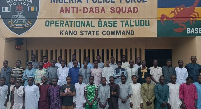 Police Arrest 45 Suspected Thugs With Dangerous Weapons And Illicit Drugs In Kano