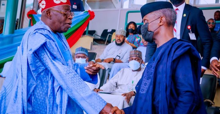 Tinubu Shakes Osinbajo After Emerging Winner Of APC Primaries (Photos)
